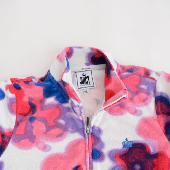 Juicy Couture All Over Floral Zip Up TerryCloth Mockneck Jacket Sweater Small - Picture 10 of 10